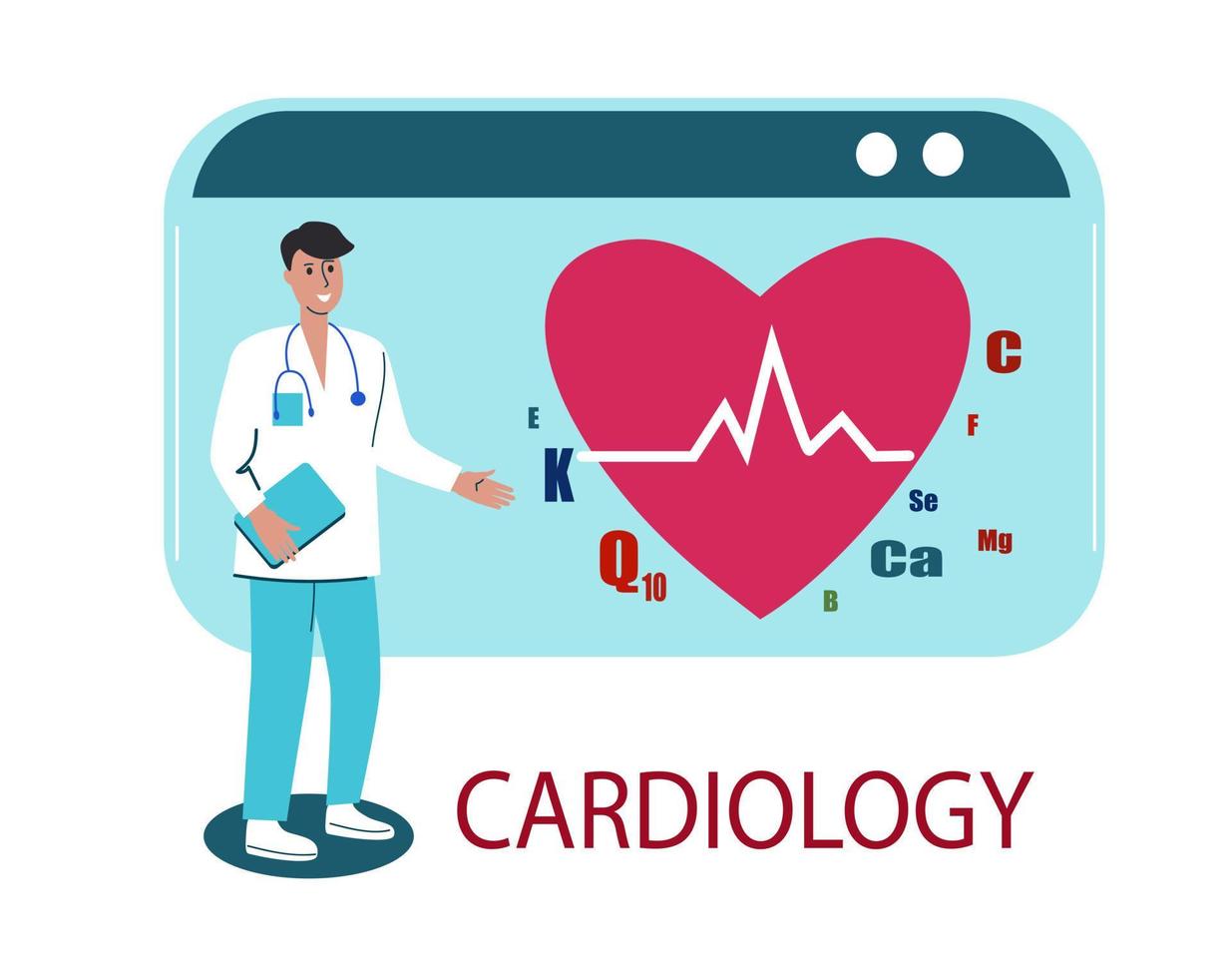 kardiologi. kardiolog. hälso-och sjukvård vektor illustration