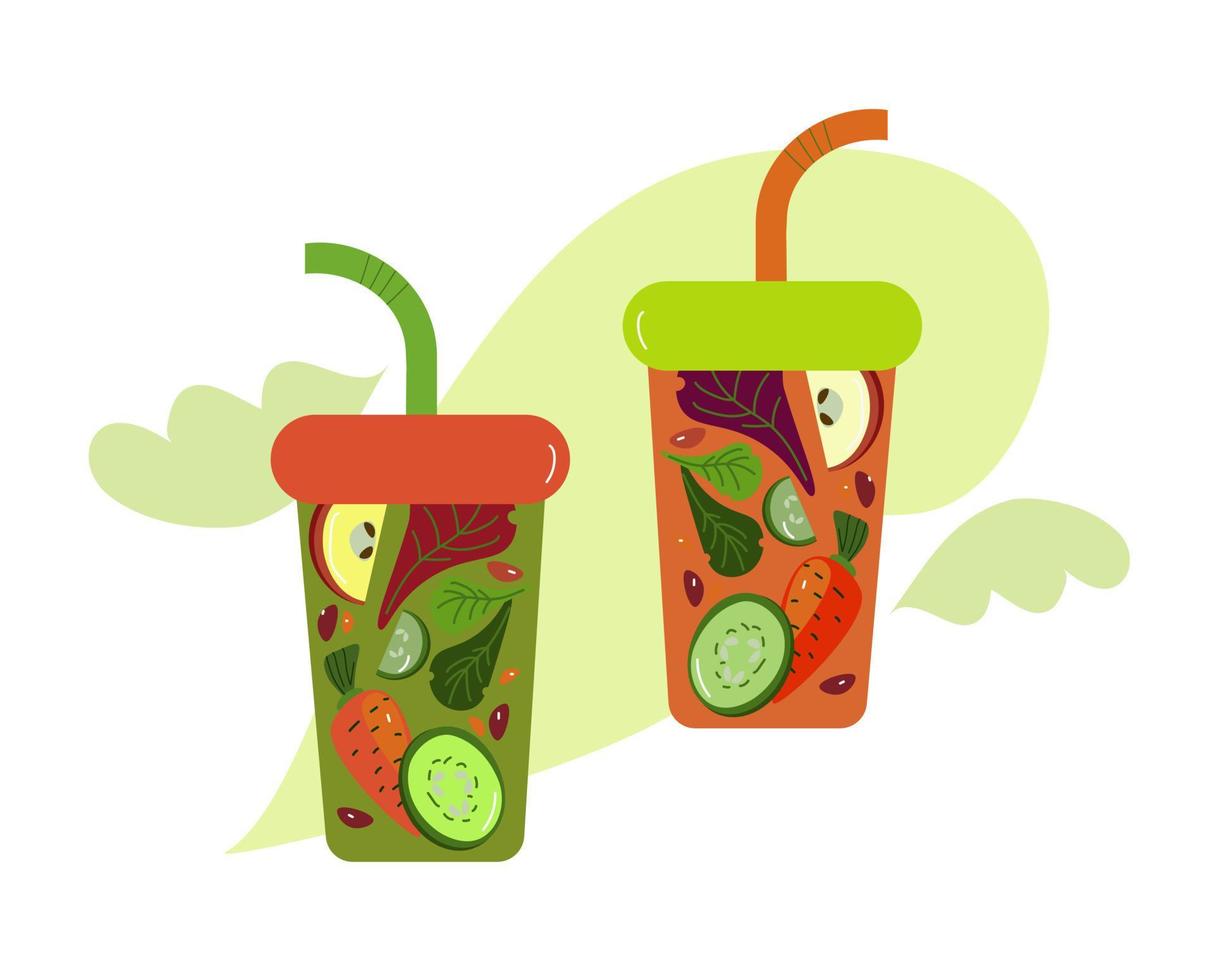 flache Illustration des grünen Detox-Smoothie-Vektors isoliert auf weißem Hintergrund vektor