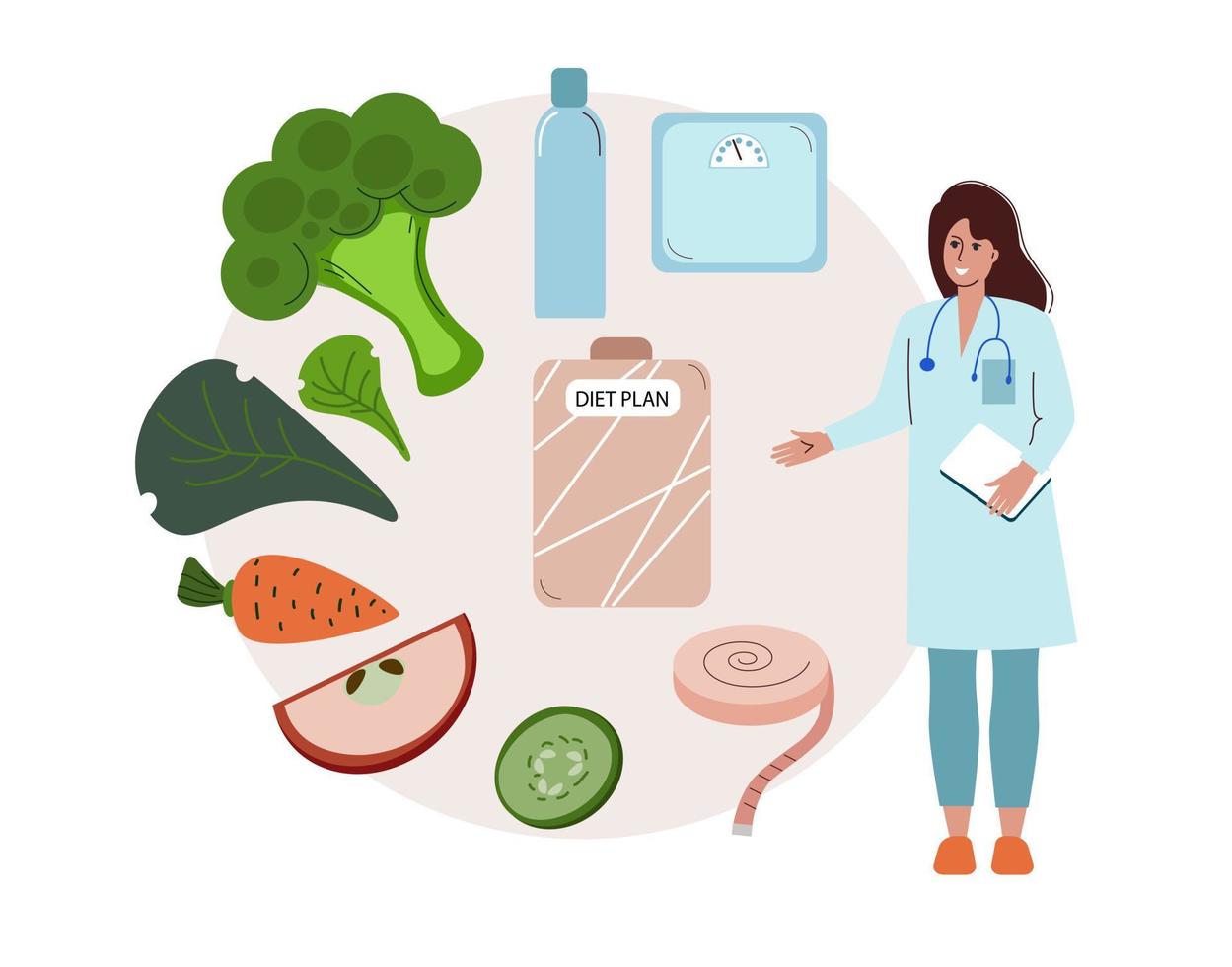 nutritionist koncept. näringsterapi. tecknad vektorillustration. vektor