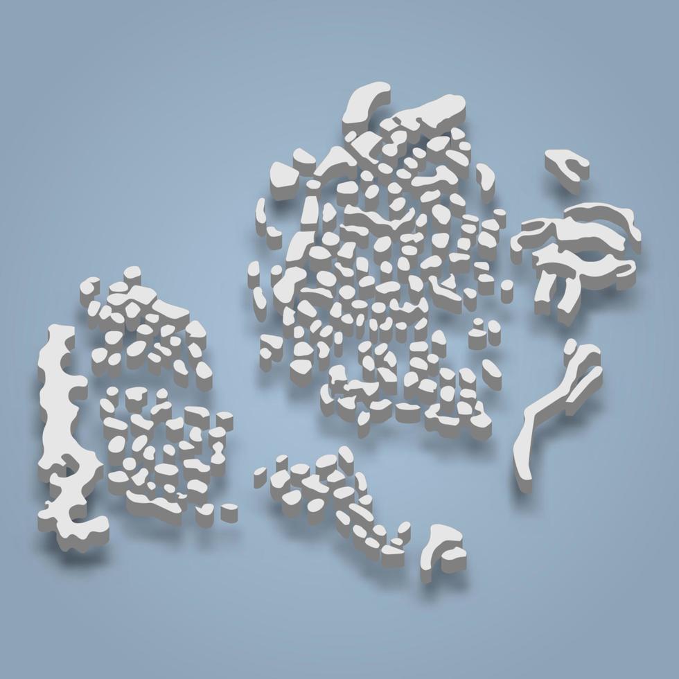 3D isometrisk karta över världen är en konstgjord ö i Dubai, Förenade Arabemiraten vektor