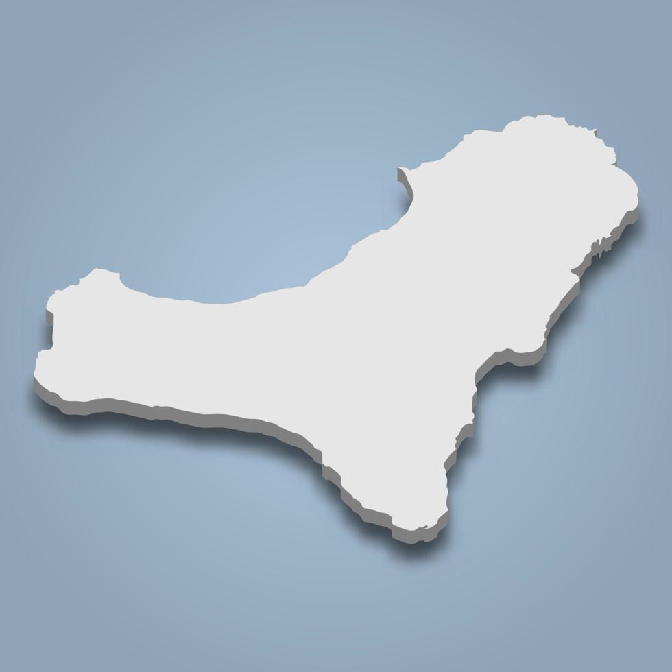 3d isometrisk karta över el hierro är en ö på Kanarieöarna vektor