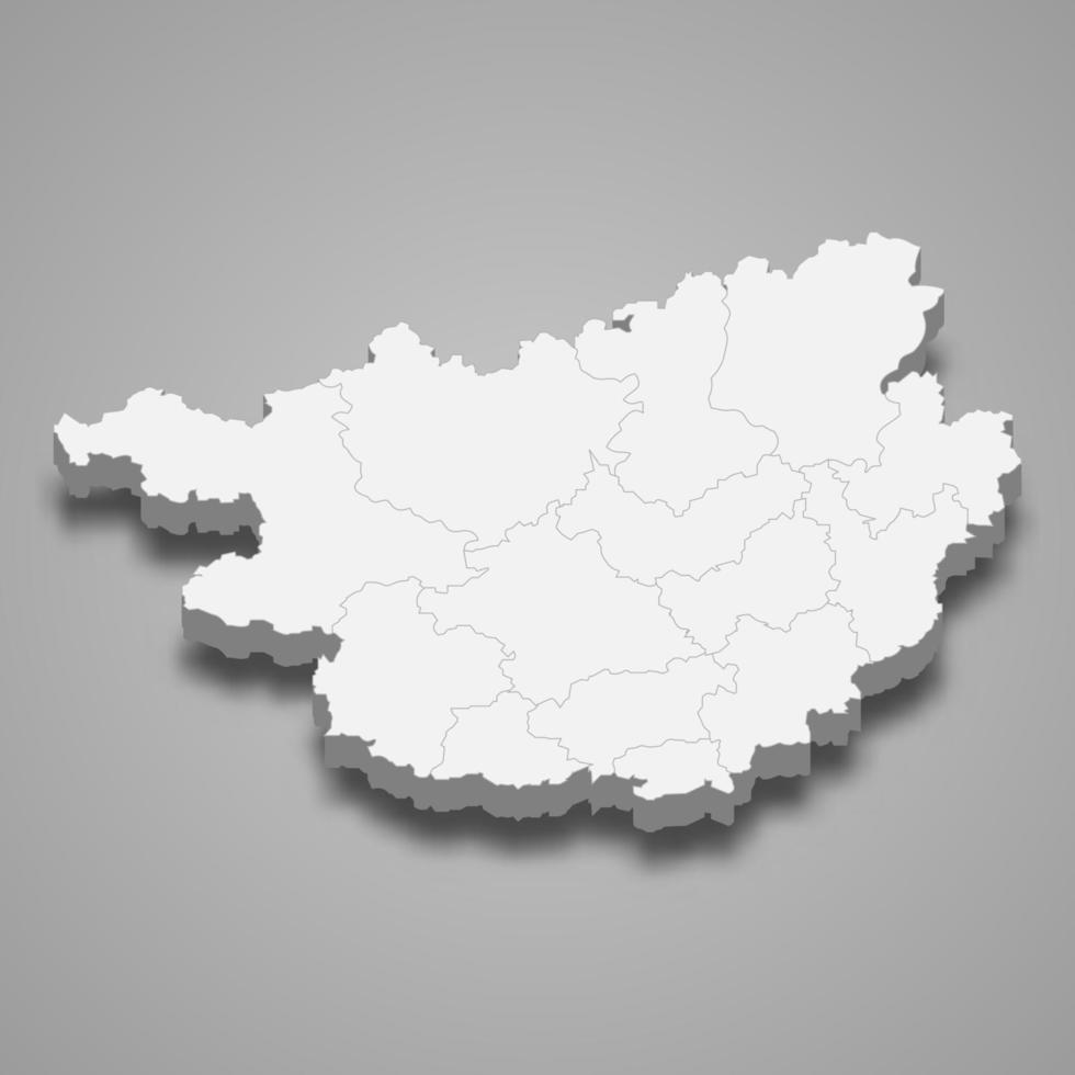 3d-karta provinsen Kina vektor