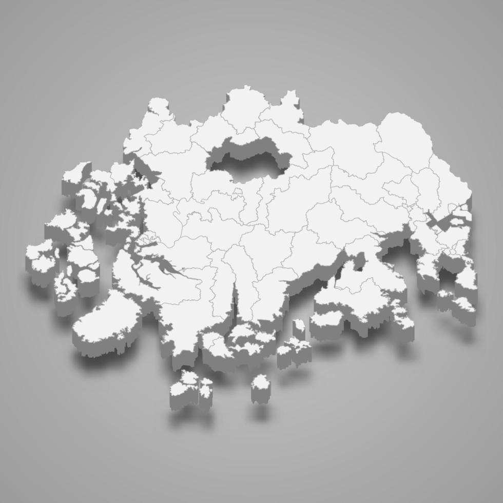 3D-karta region i Sydkorea vektor