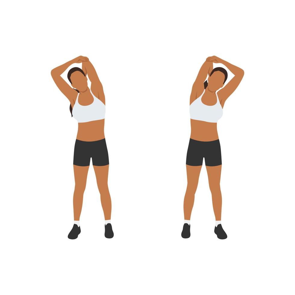 Frau, die Trizeps-Stretch-Übungen macht, flachbild Vector Illustration isoliert auf weißem Hintergrund
