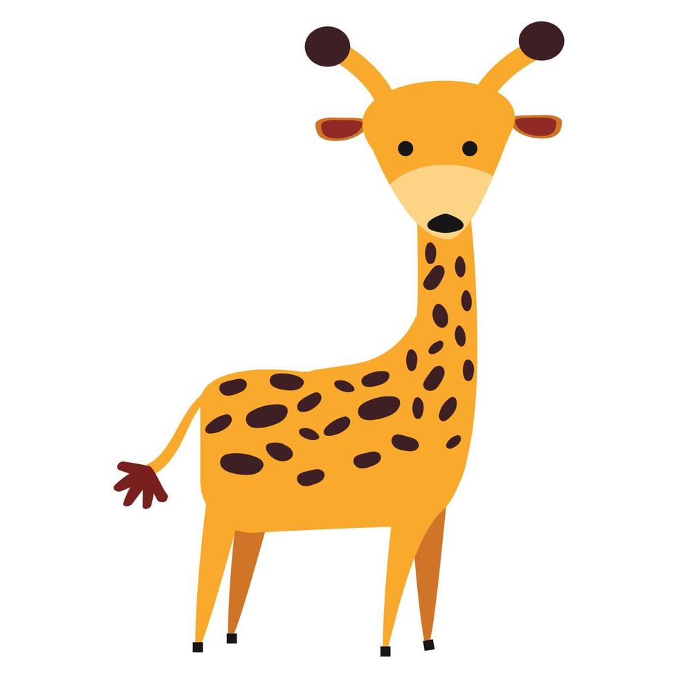 afrikansk giraff i en naiv platt stil vektor