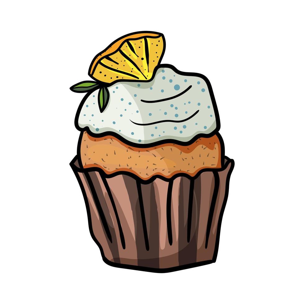 Cupcake mit einer Zitronenscheibe vektor