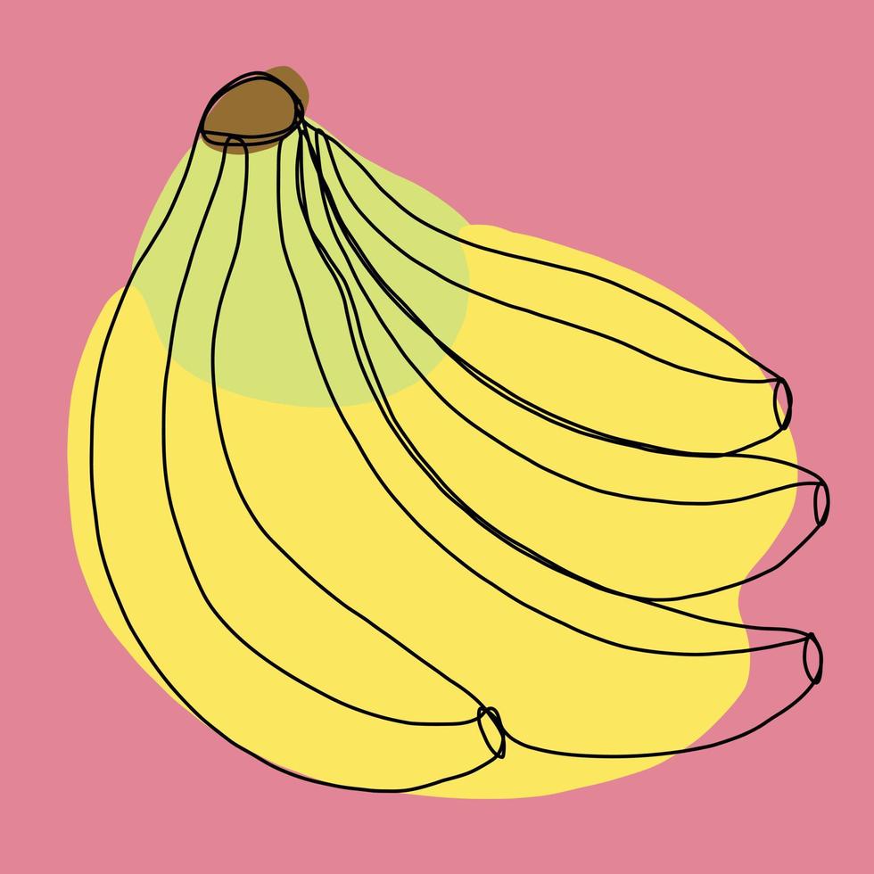 enkelhet banan frukt frihand kontinuerlig linjeritning platt design. vektor