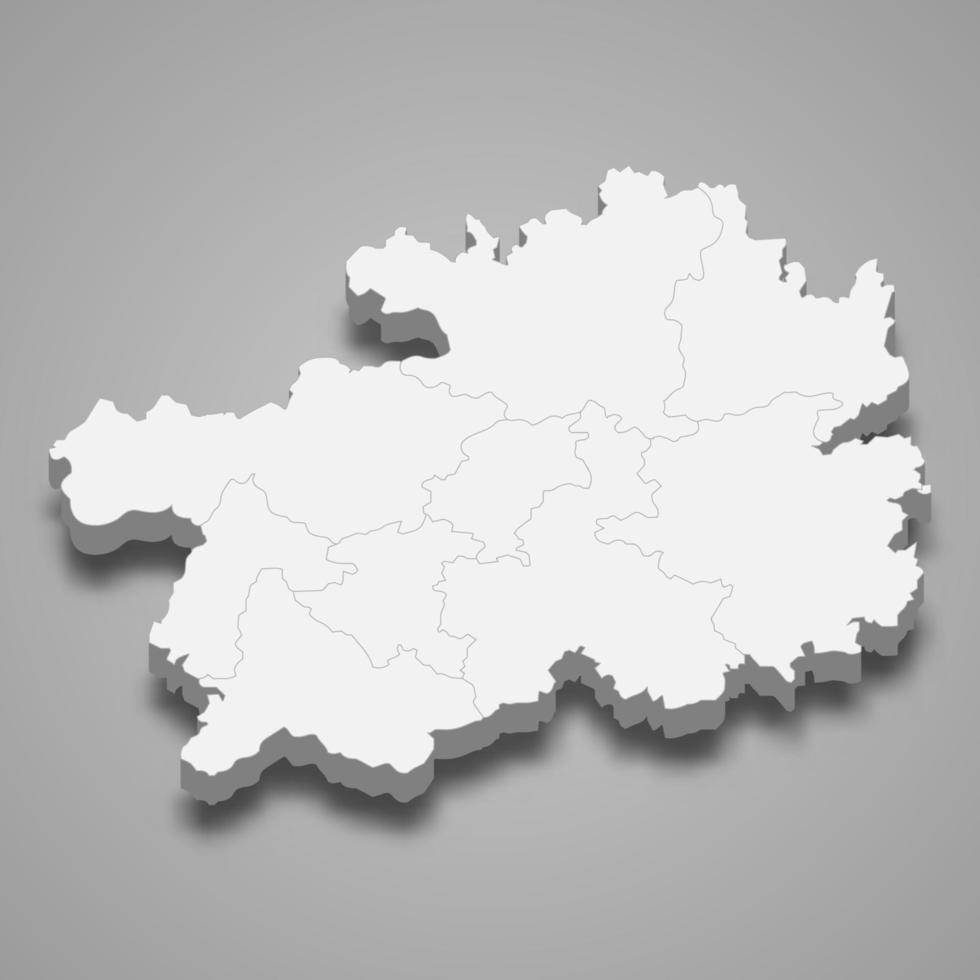 3D-Karte Provinz China vektor