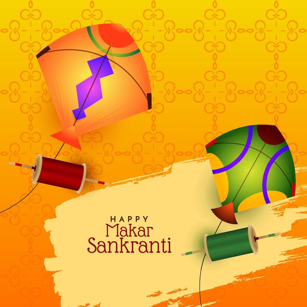 makar sankranti kulturelle indische festivalgrußkarte vektor