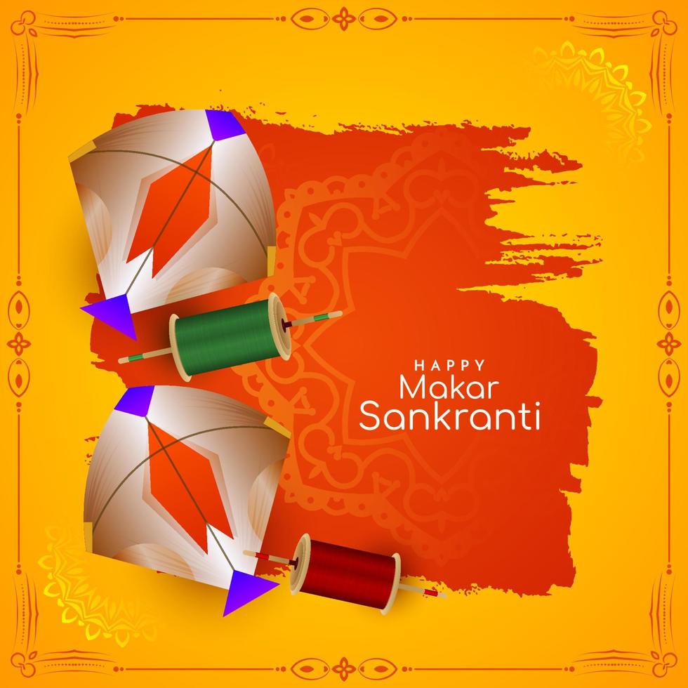 makar sankranti festival bakgrundsdesign med färgglada drakar vektor