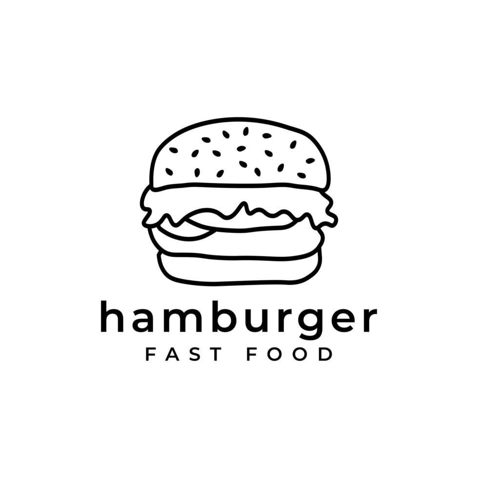 hamburgare logotyp design linjekonst ritstil vektor