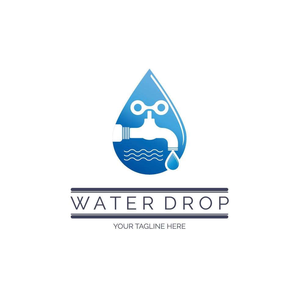 Wassertropfen-Wasserhahn-Logo-Vorlagendesign für Marke oder Unternehmen und andere vektor