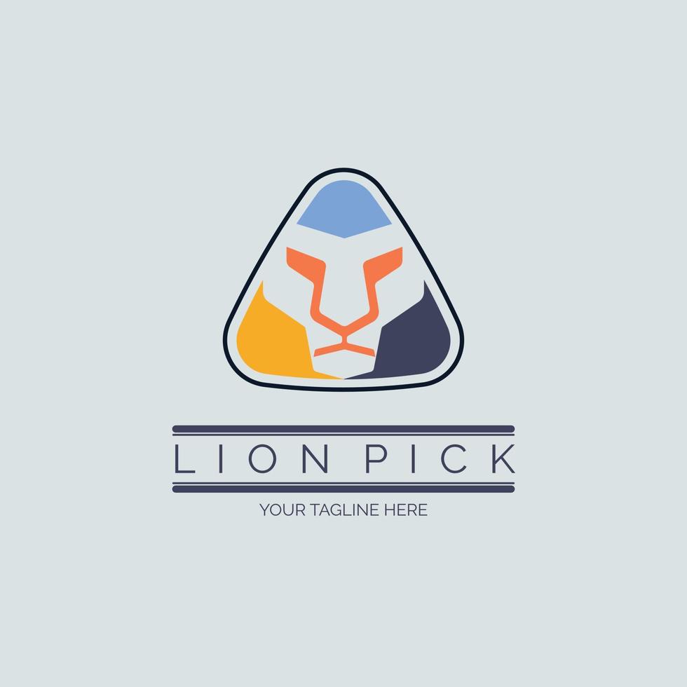 Lion Pick Guitar Triangle Logo Template Design für Marke oder Firma und andere vektor