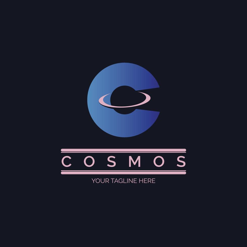 bokstaven c cosmos space planet logotyp designmall för varumärke eller företag och andra vektor