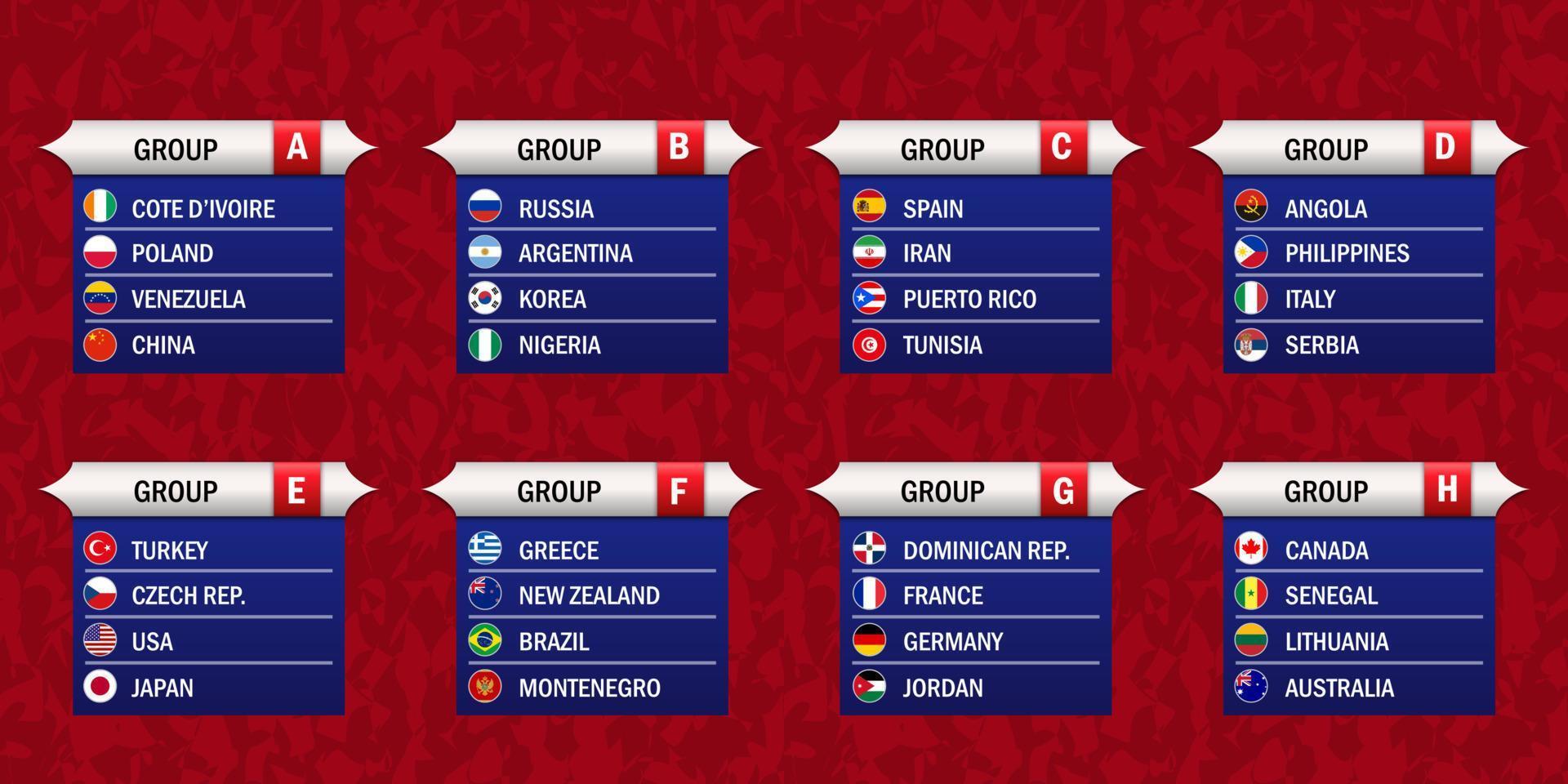 World Basketball Cup-Gruppen. vektor