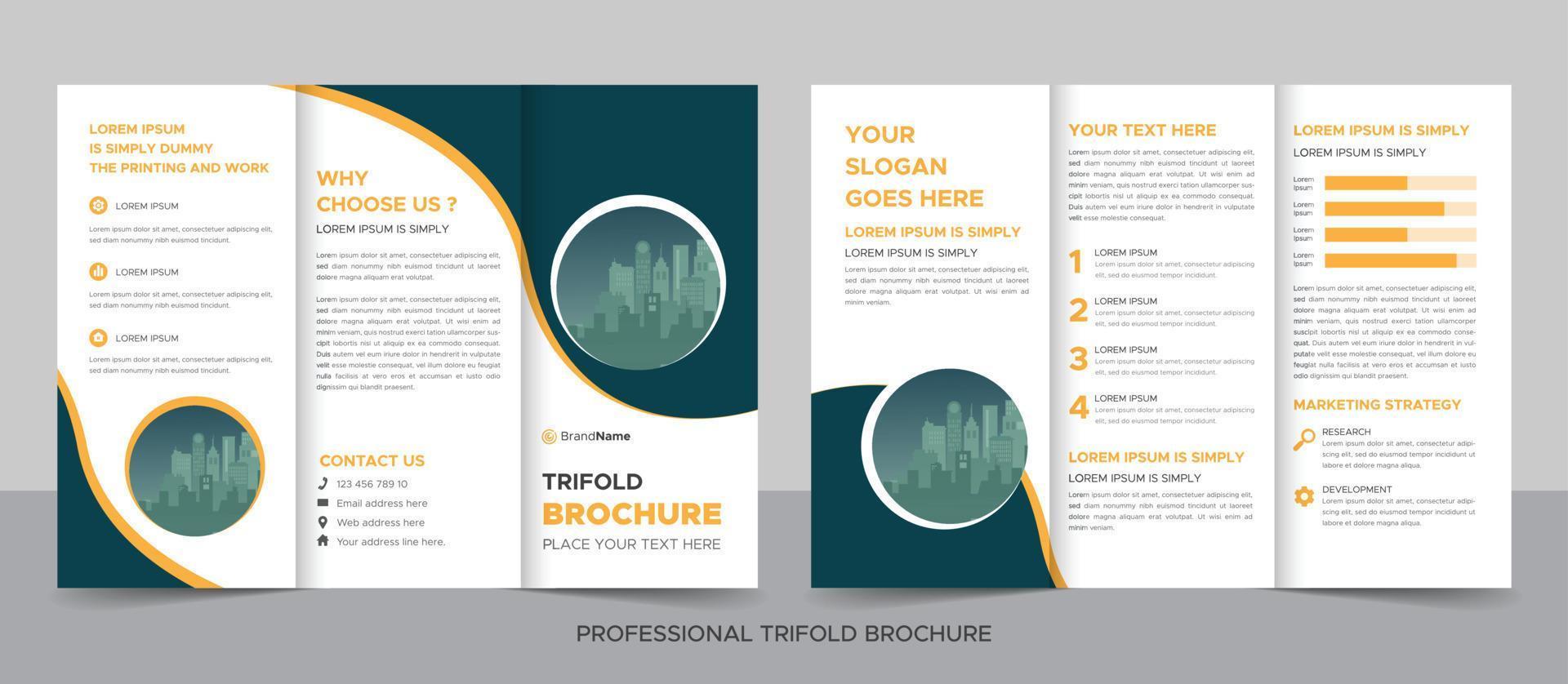 kreatives Corporate Business Trifold Flyer Broschüren-Vorlagendesign. vektor