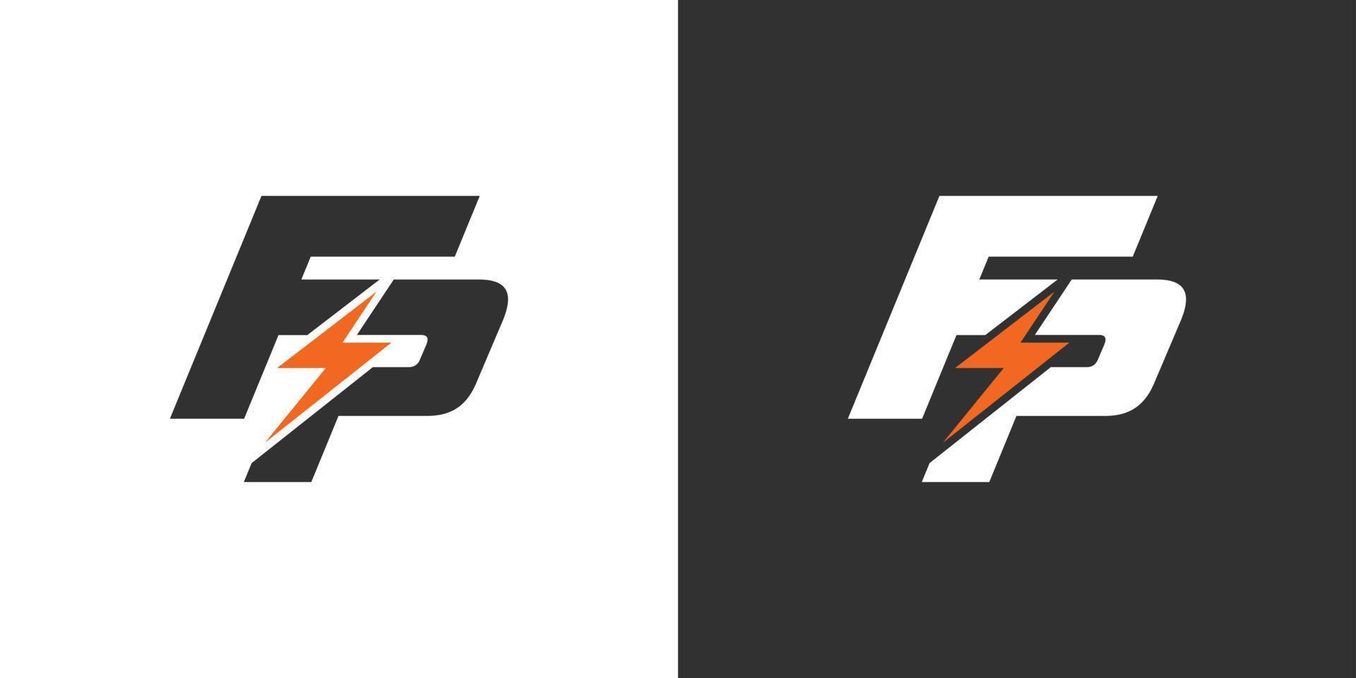 anfängliches fp-Buchstaben-Logo mit Blitz-Logo-Vektordesign. vektor