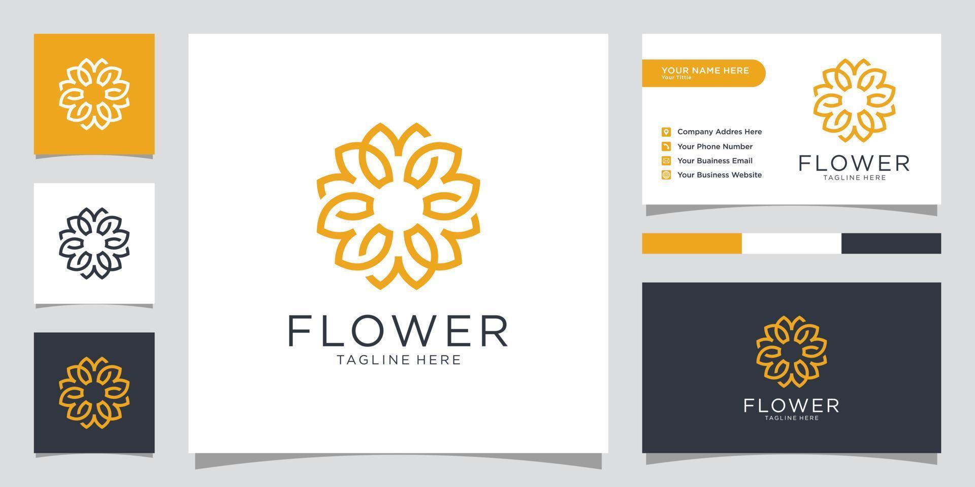 Blumen-Mono-Line-Luxus-Logo-Design-Vorlagenvektor. vektor