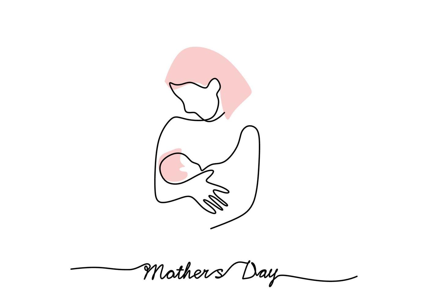 en sammanhängande enda rad av mamma bär sitt barn för mors dag vektor