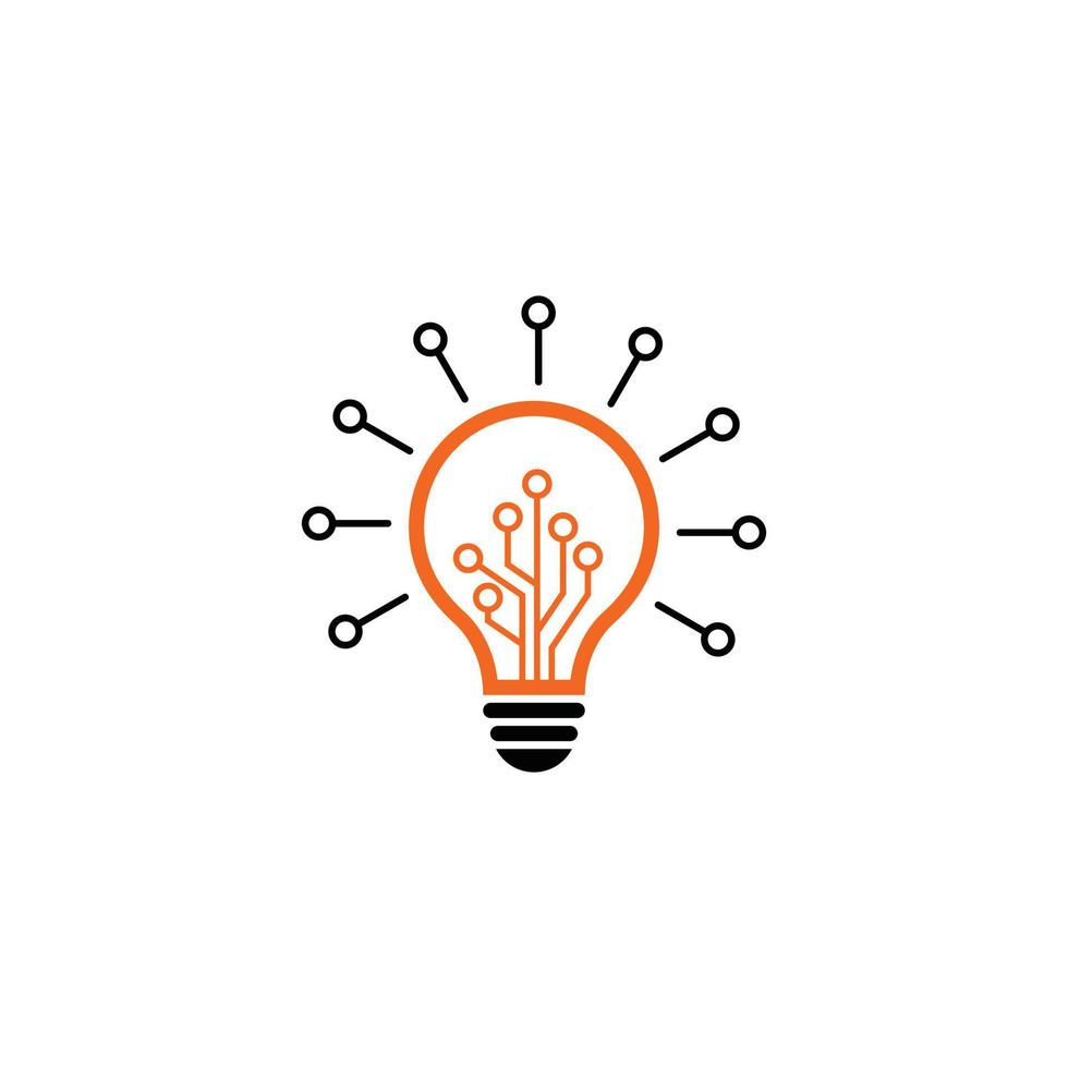 digitale Lampenvektor-Logo-Design-Technologie. Beleuchtung elektrische Lampe. Strom, Glanz. vektor