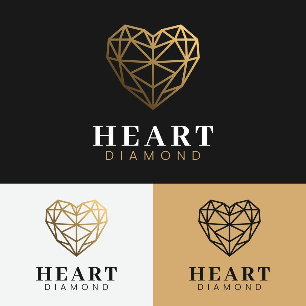 hjärta diamant glas linje stil logotyp formgivningsmall vektor