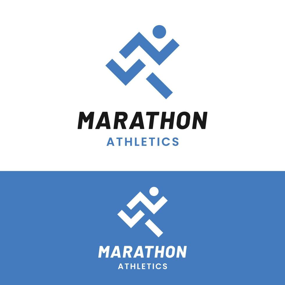 enkel minimal marathon löpning jogging logotyp designmall vektor