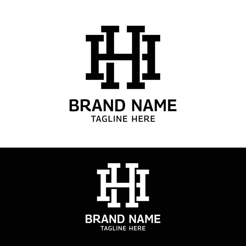 h hh bokstav monogram initial logotyp designmall vektor