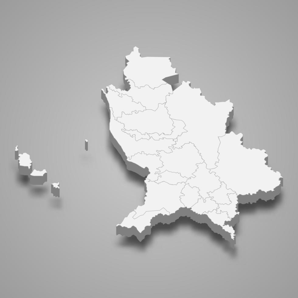 3D-Karte von Nayarit ist ein Staat von Mexiko, vektor