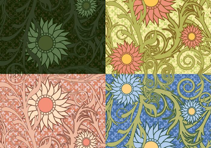 Colorful Sunflower Vector Patterns