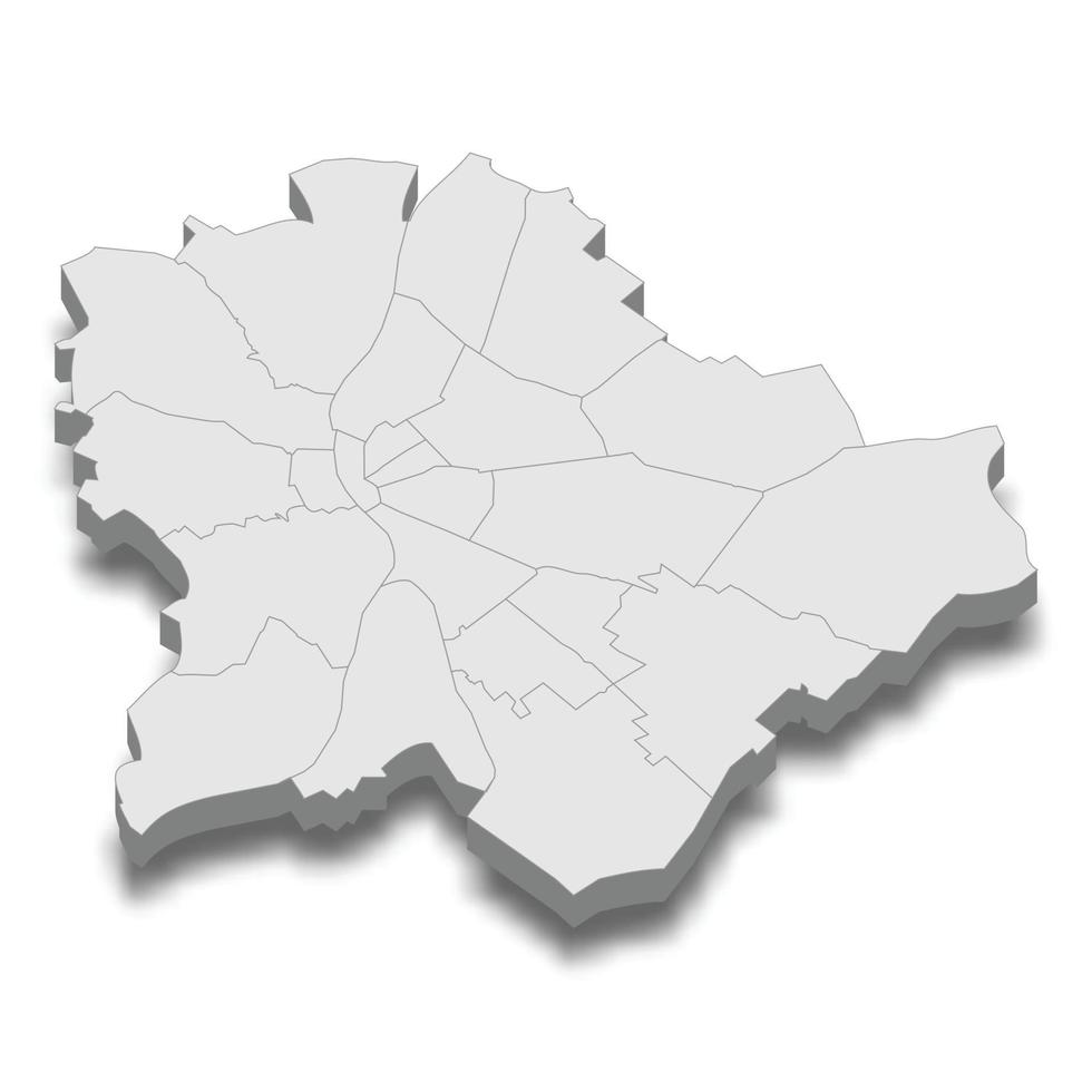 3D isometrisk karta över staden Budapest är en huvudstad i Ungern vektor