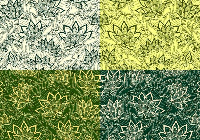 Emerald Vintage Floral Vector Patterns