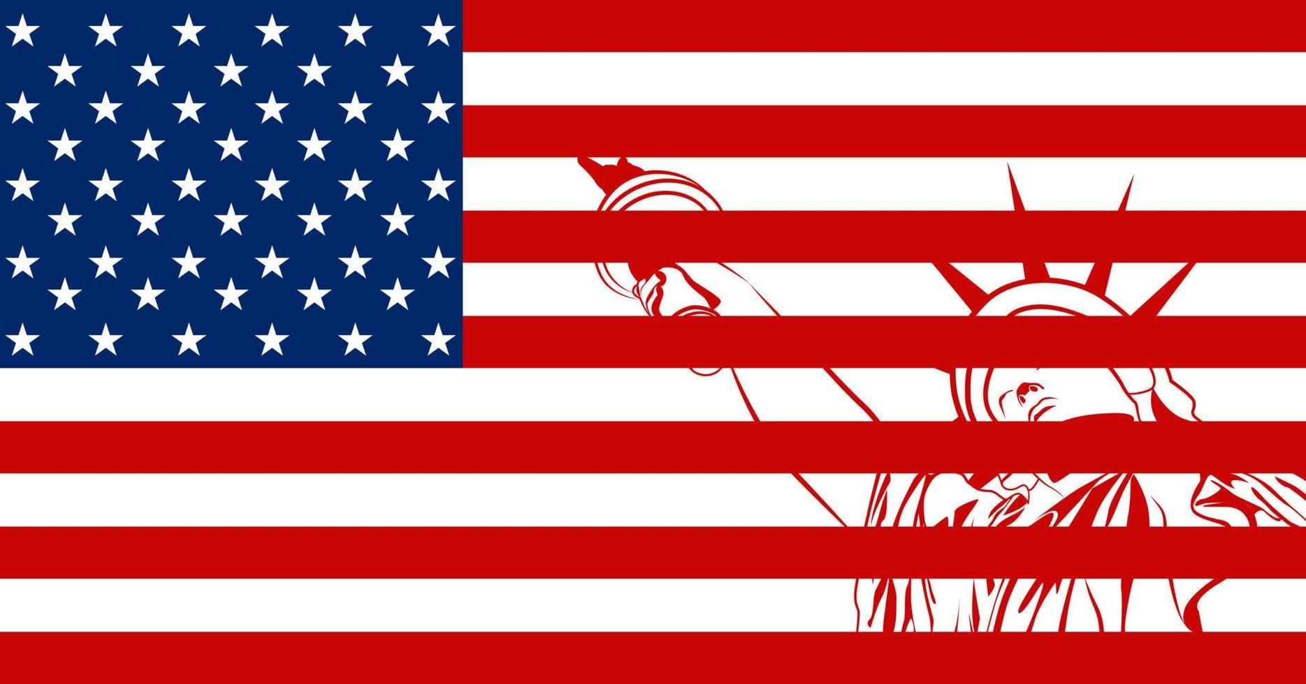 amerikanische Flagge. Tag der Unabhängigkeit. vierter Juli. Freiheitsstatue. Vektor-Illustration. vektor