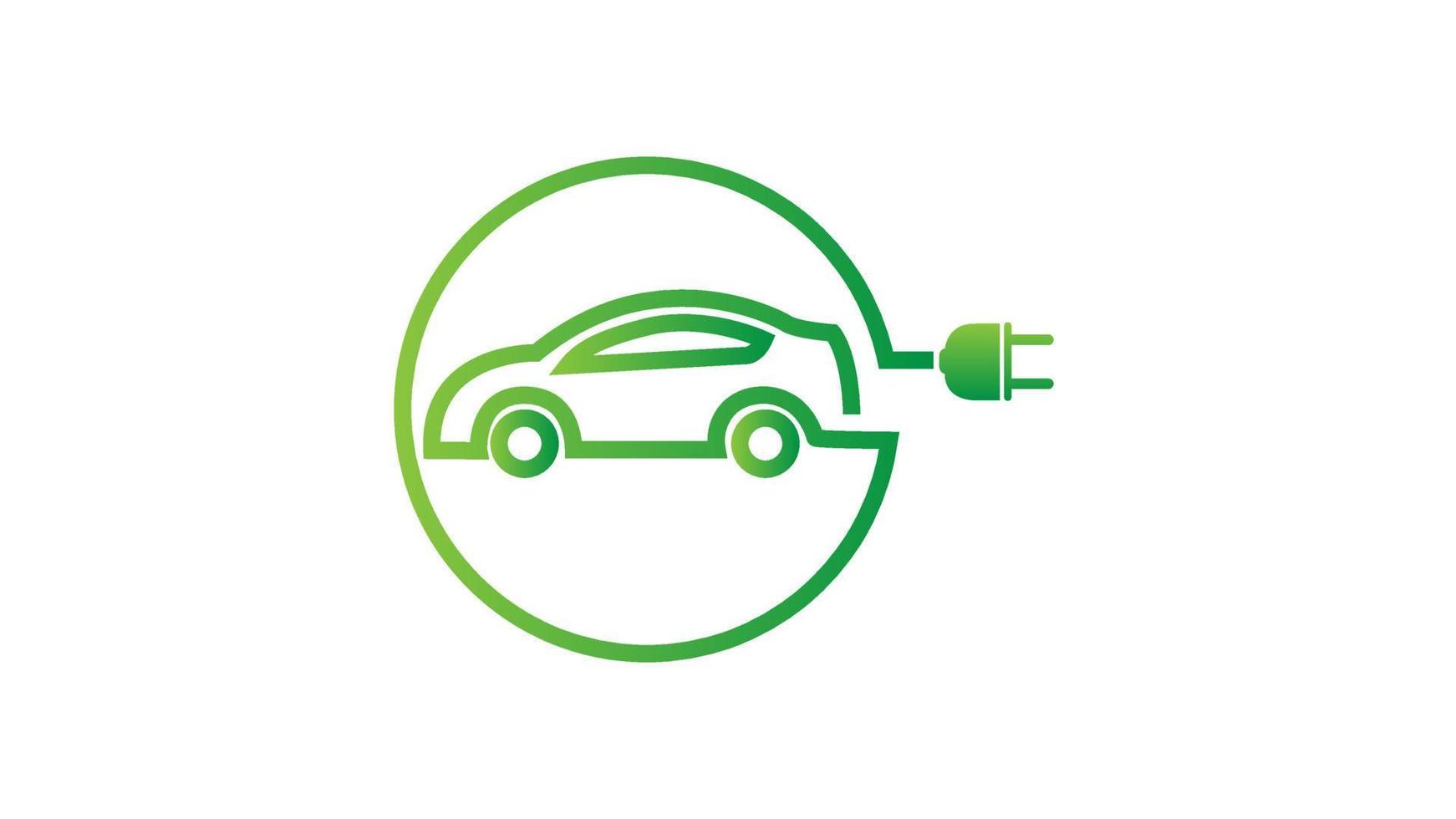 elektrisk eco stadsbil med kontakt logotyp vektor illustration mall