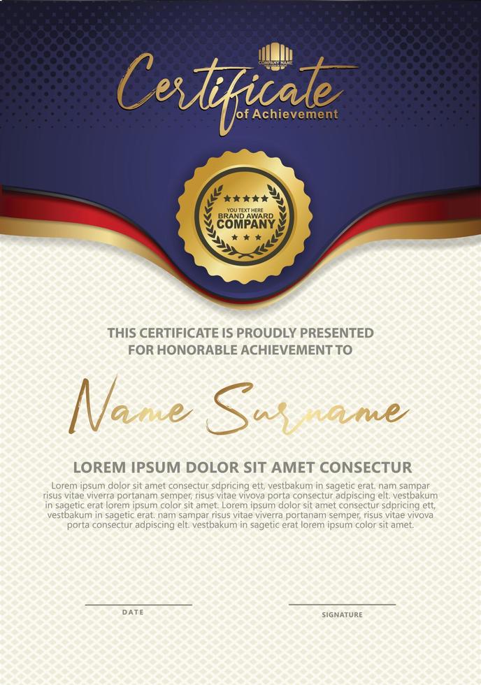 Zertifikatvorlage mit modernem Muster der Luxus- und eleganten Beschaffenheit, Diplom, Vektorillustration vektor
