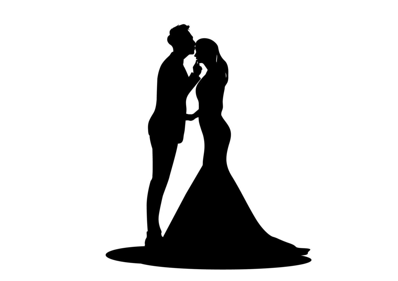 grafik bild siluett bruden och brudgummen par bröllopsklänning vektor illustration