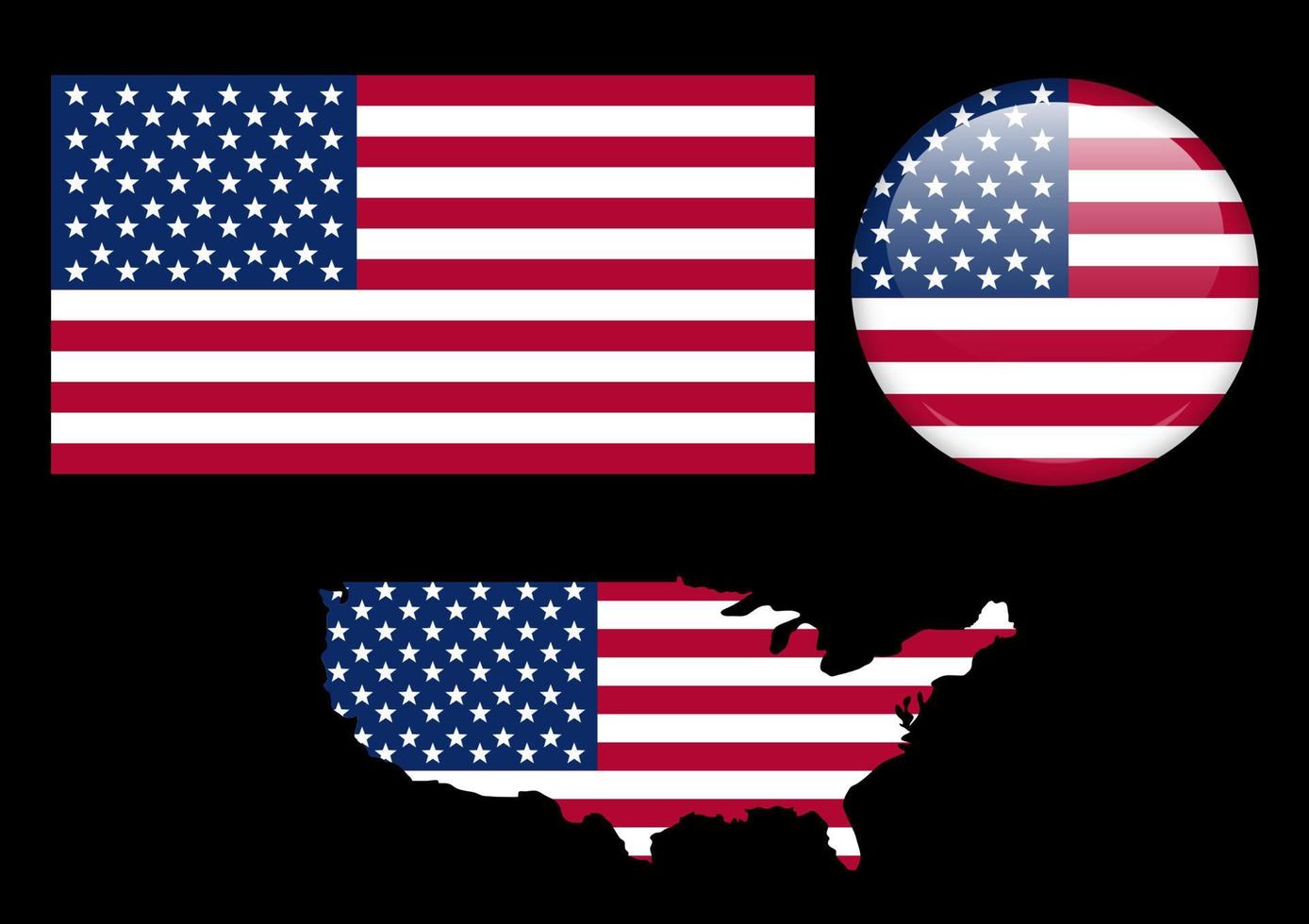 Grafikdesign Usa-Flaggenvektorvorlage isolierter schwarzer Hintergrund vektor
