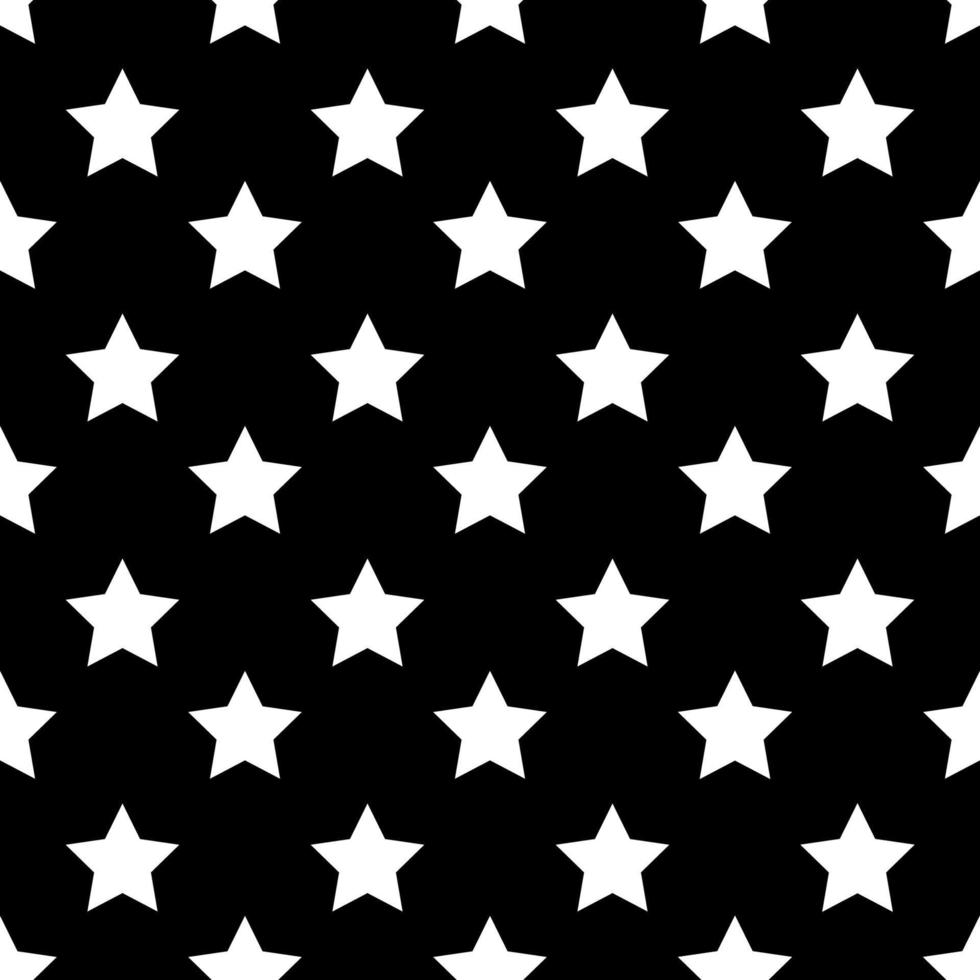 nahtloses abstraktes weißes Sternmuster auf schwarzem Hintergrund, Vektorillustrationstextur für Papier, Verpackung und Stoff vektor