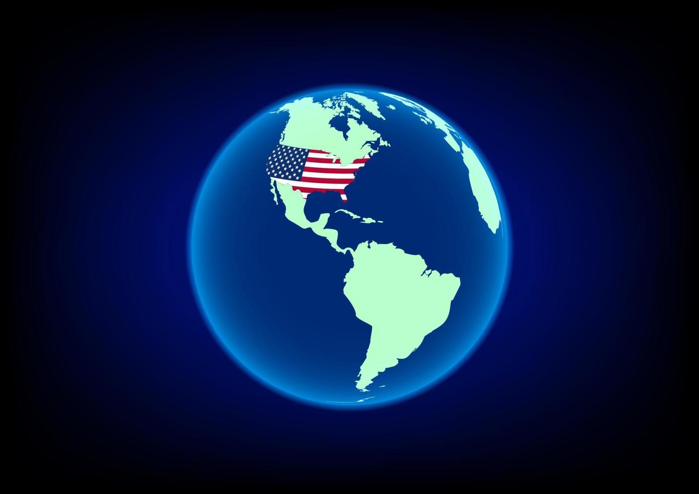 Grafikdesign Usa-Flagge auf Karte mit blauer Hintergrundvektorillustration vektor