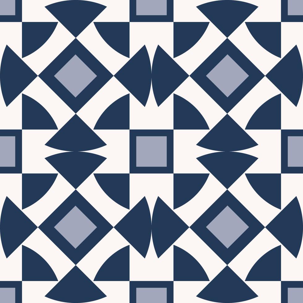 Quadrat-Dreieck geometrische Form nahtlose Hintergrundmuster. zeitgenössisches blaues Farbdesign. Verwendung für Innendekorationselemente. vektor