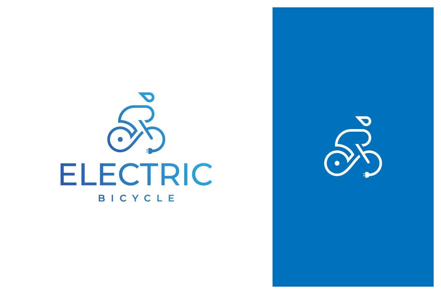 einfaches, minimales, modernes Elektrofahrrad, Fahrrad, E-Bike-Vektor-Logo-Design im Umriss, Linienkunststil vektor
