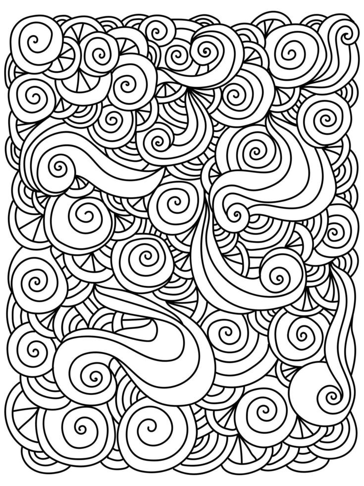 abstrakte meditative Doodle-Malseite mit Wellen und Spiralen vektor