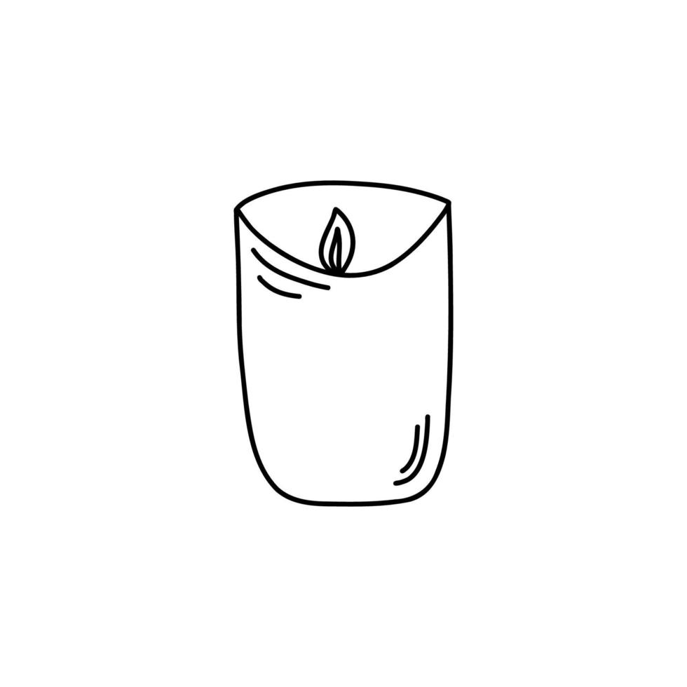 brennende Doodle-Kerze isoliert auf weißem Hintergrund vektor