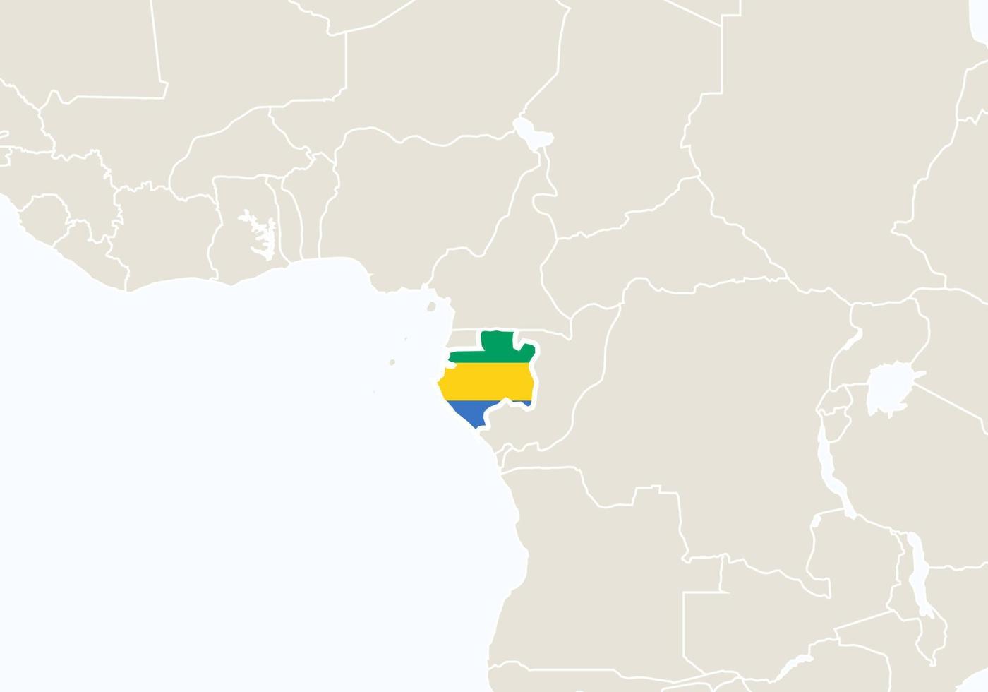 afrika med markerad gabonkarta. vektor