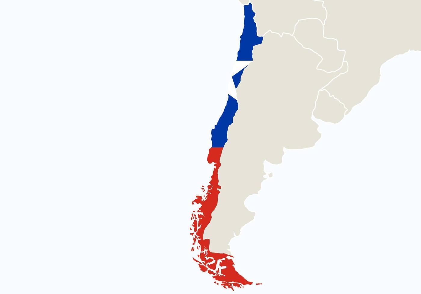 sydamerika med markerad chilekarta. vektor