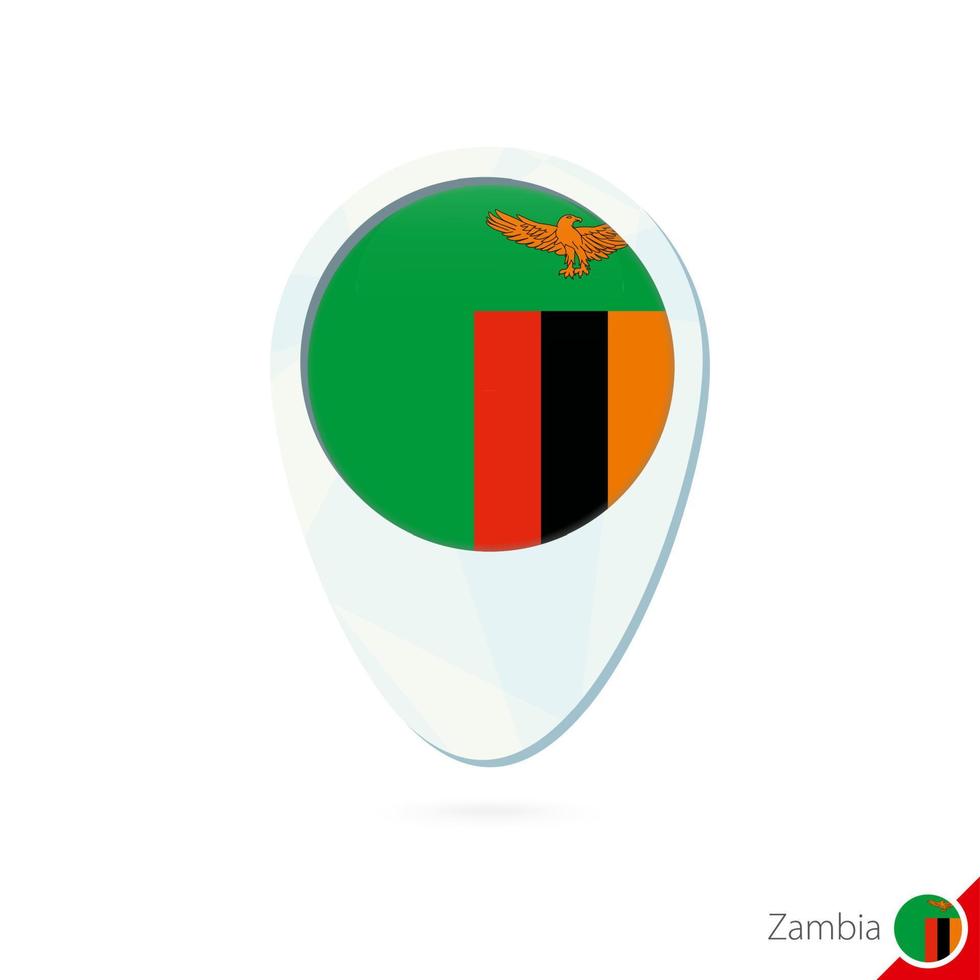zambias flagga plats karta nålikonen på vit bakgrund. vektor