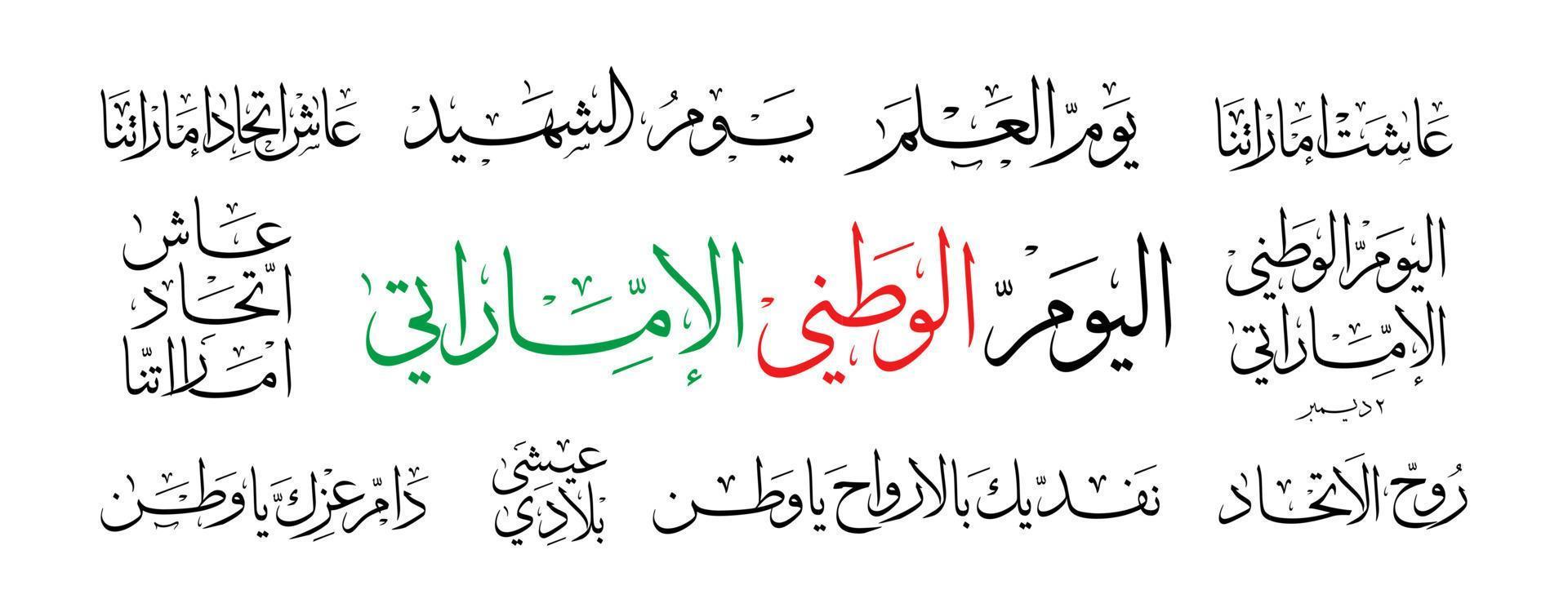 Vereinigte Arabische Emirate Nationalfeiertag der Vereinigten Arabischen Emirate, Geist der Union, 48. Nationalfeiertag der Vereinigten Arabischen Emirate, Erinnerung an den Märtyrertag am 30. November in den Vereinigten Arabischen Emiraten vektor