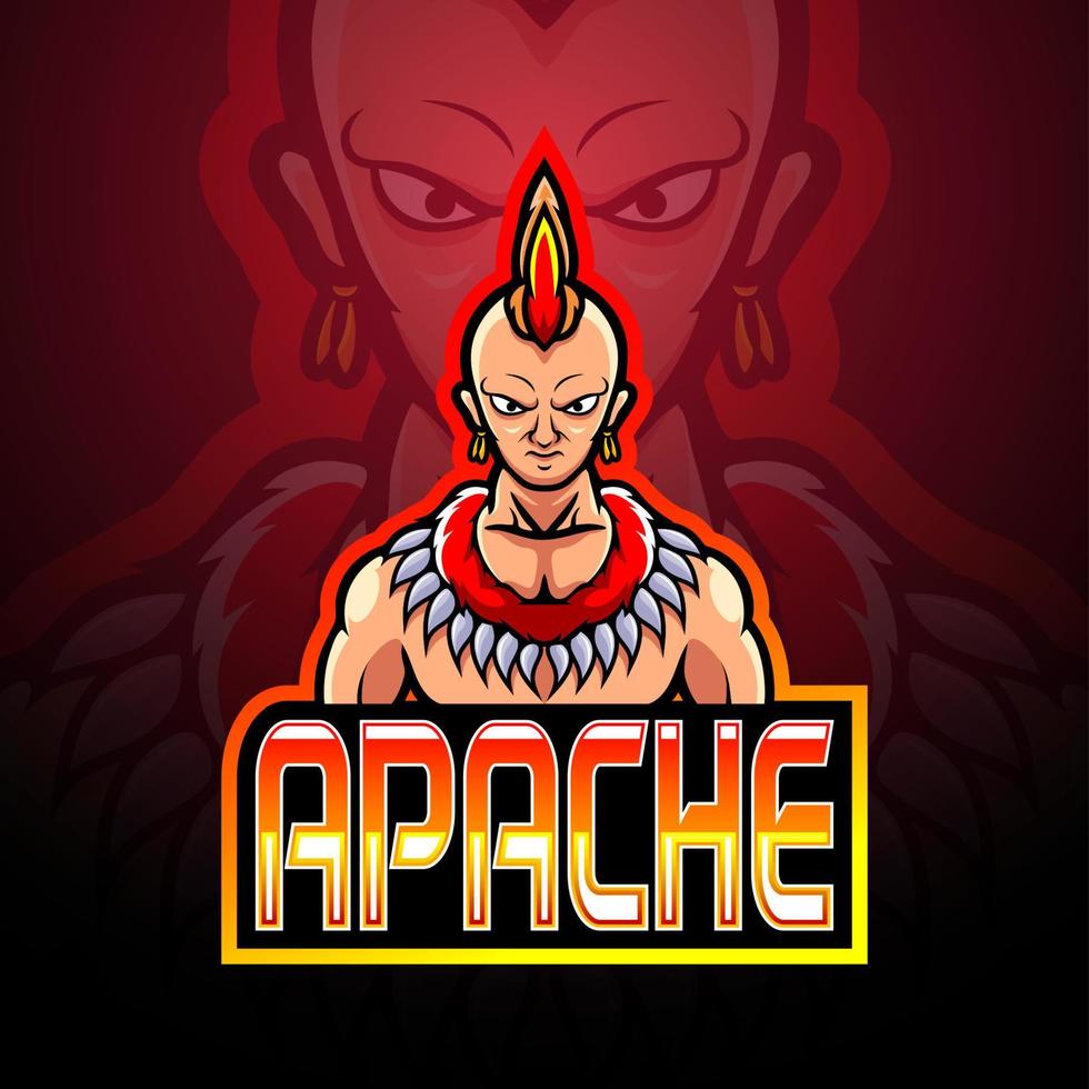 apache esport logotyp maskot design vektor