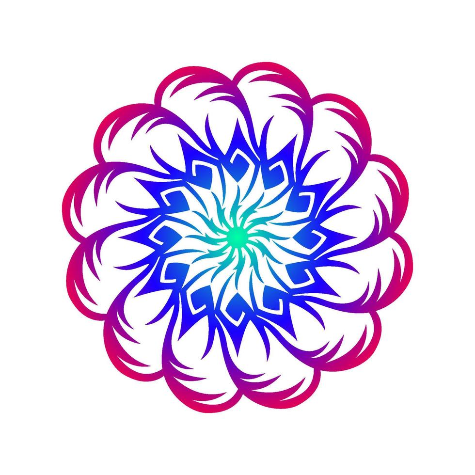 Blumen, Mandalakunst, ethnisches dekoratives Element, indisches Ornament, stilisiertes rundes Blumenornament, Vektorblumenmandala vektor