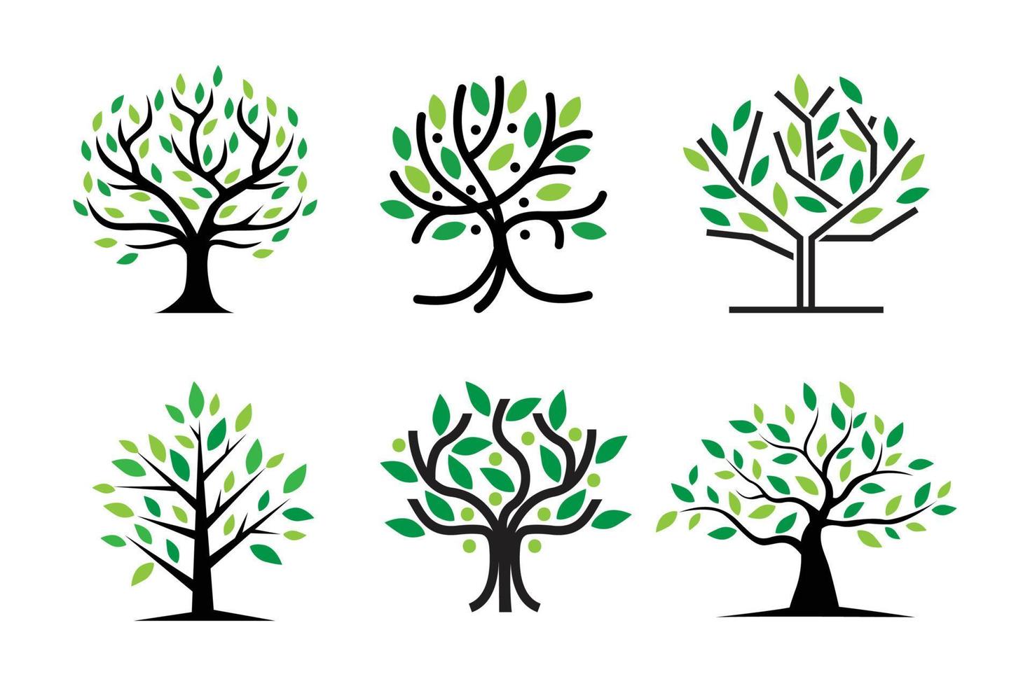 träd logotyp ikon malldesign. rund trädgård växt naturlig linje symbol. grön gren med löv business tecken. vektor illustration. emblem logotyp.