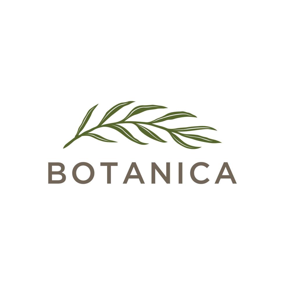 botanica logotyp med konceptet natur, löv, klassiker med en cirkulär touch vektor